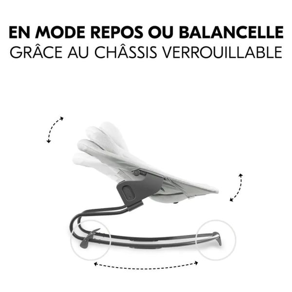 Pack Chaise haute évolutive Beta+ 3 en 1 White +Transat Premium Light Grey