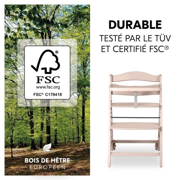 Pack Chaise haute évolutive Beta+ 3 en 1 Washed Beige avec Transat Premium Light Grey