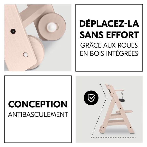 Pack Chaise haute évolutive Beta+ 3 en 1 Washed Beige avec Transat Premium Light Grey