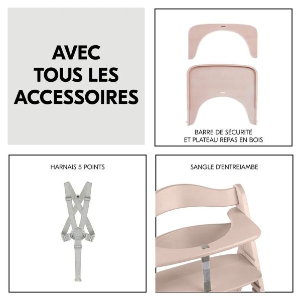 Pack Chaise haute évolutive Beta+ 3 en 1 Washed Beige avec Transat Premium Light Grey