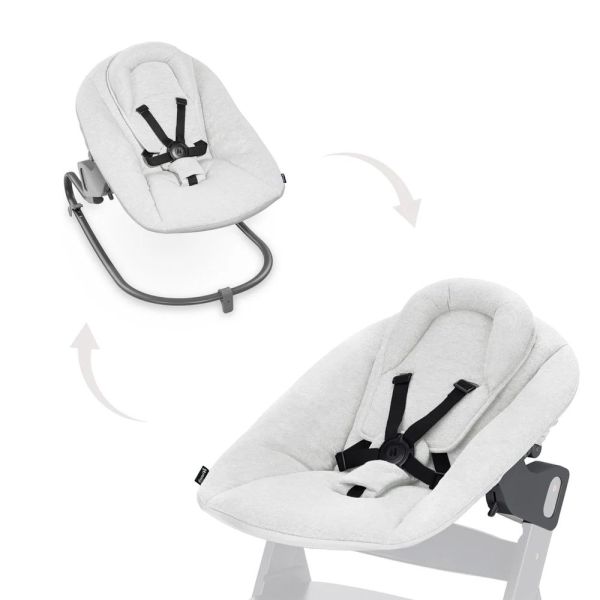 Pack Chaise haute évolutive Beta+ 3 en 1 Washed Beige avec Transat Premium Light Grey