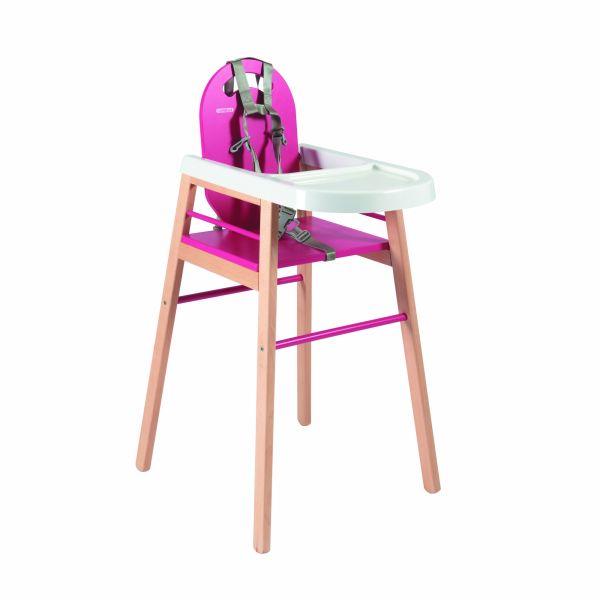 Chaise haute bois Lili Hybride fuchsia