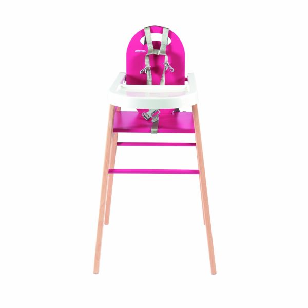 Chaise haute bois Lili Hybride fuchsia