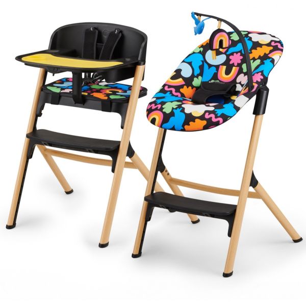 Chaise haute 4 en 1 Livy + transat Calmee Happy Shapes