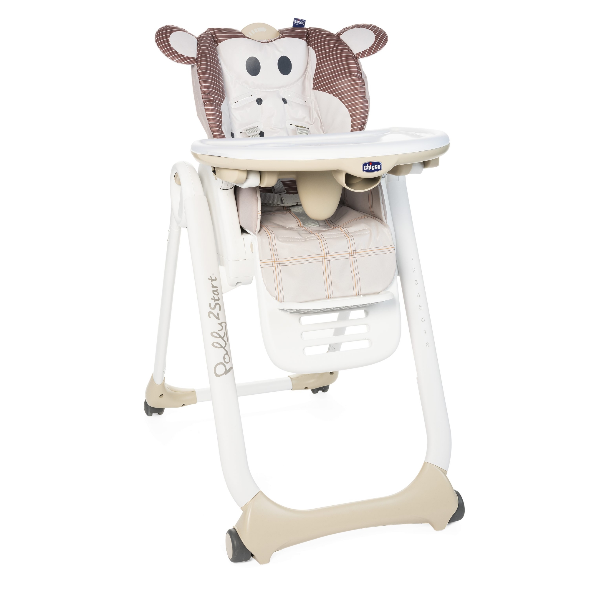 Chaise Haute Polly 2 Start - 4 Roues - monkey - Made in Bébé