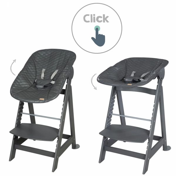 Chaise haute évolutive 2-en-1 Born Up gris Graphite matelassé
