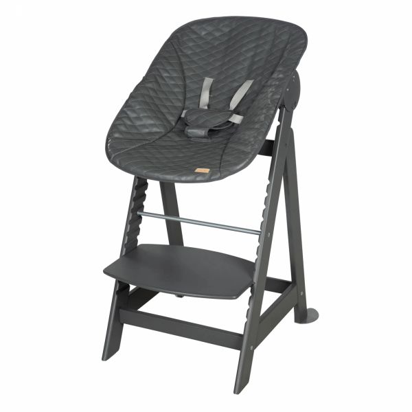 Chaise haute évolutive 2-en-1 Born Up gris Graphite matelassé