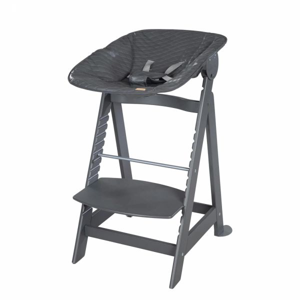 Chaise haute évolutive 2-en-1 Born Up gris Graphite matelassé