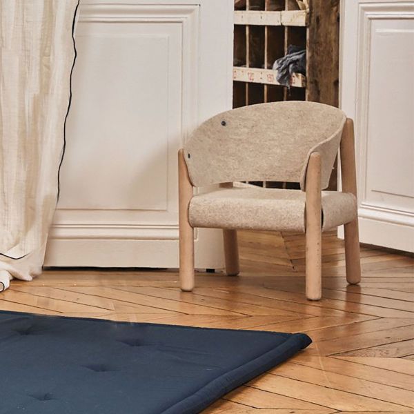 Chaise enfant SABA beige en hêtre brut