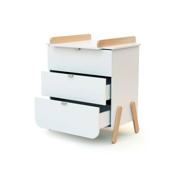 Chambre 3 tiroirs blanc et hêtre