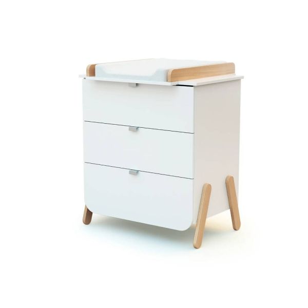 Chambre 3 tiroirs blanc et hêtre
