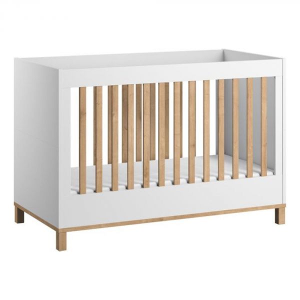 Chambre trio lit 60x120 + commode + armoire blanc - Collection Altitude