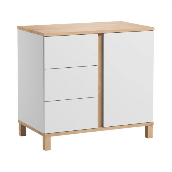 Chambre trio lit 60x120 + commode + armoire blanc - Collection Altitude