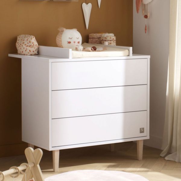 Chambre bébé duo lit 60x120cm + commode 3 tiroirs  Paloma + Plan à langer offert