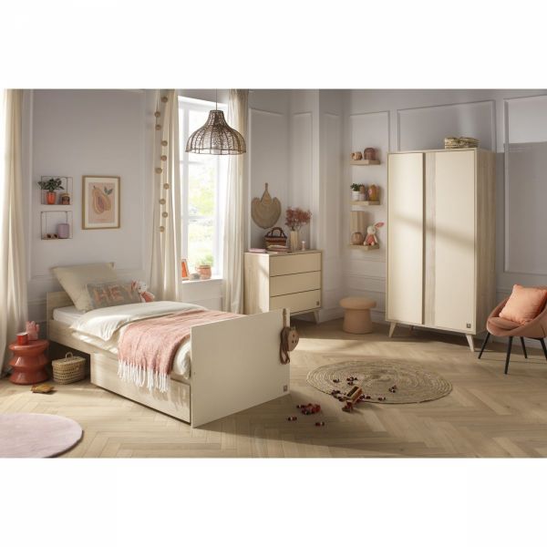 Chambre bébé trio lit 60x120cm transformable + commode 3 tiroirs + armoire Melinee