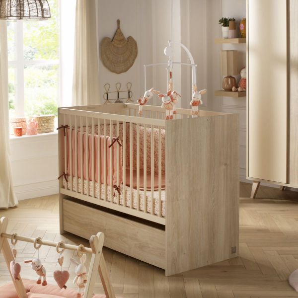 Chambre bébé trio lit 60x120cm transformable + commode 3 tiroirs + armoire Melinee
