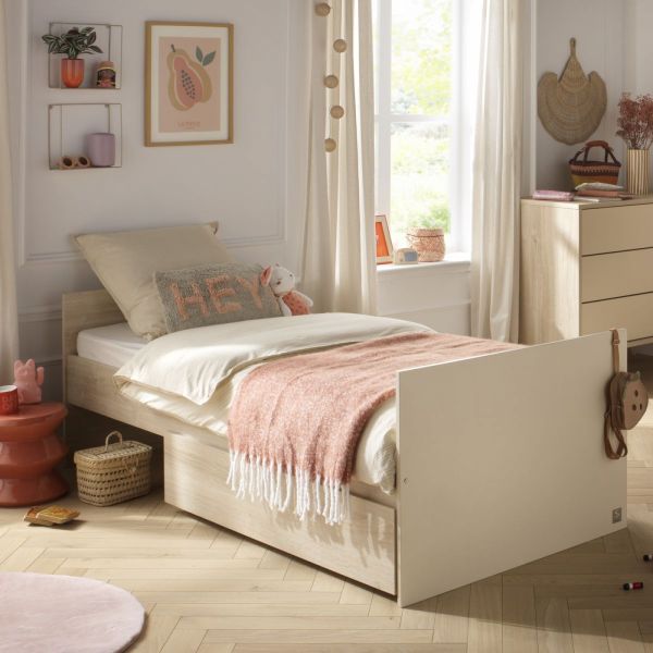 Chambre bébé trio lit 60x120cm transformable + commode 3 tiroirs + armoire Melinee