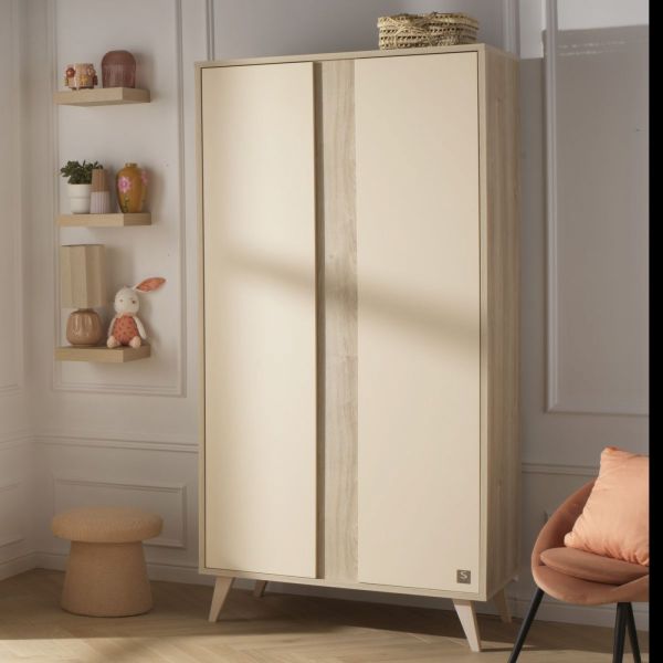 Chambre bébé trio lit 60x120cm transformable + commode 3 tiroirs + armoire Melinee