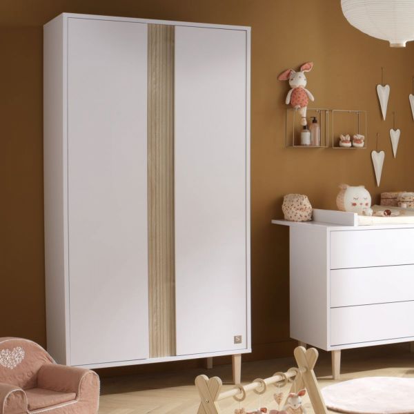 Chambre bébé trio lit 60x120cm + commode 3 tiroirs + armoire Paloma