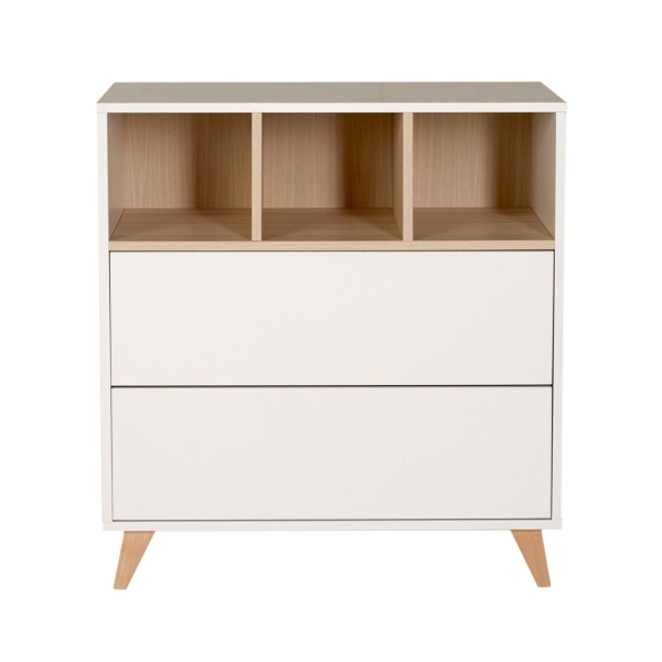 Chambre duo lit bébé 60x120 cm évolutif en lit junior + commode avec plan à langer Loft White