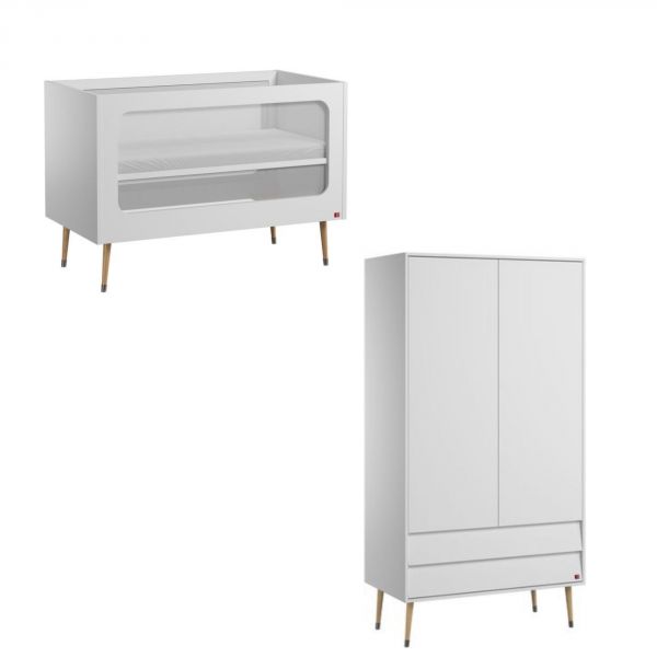 Chambre DUO Bosque New blanc Lit 70x140 + Armoire - Vox