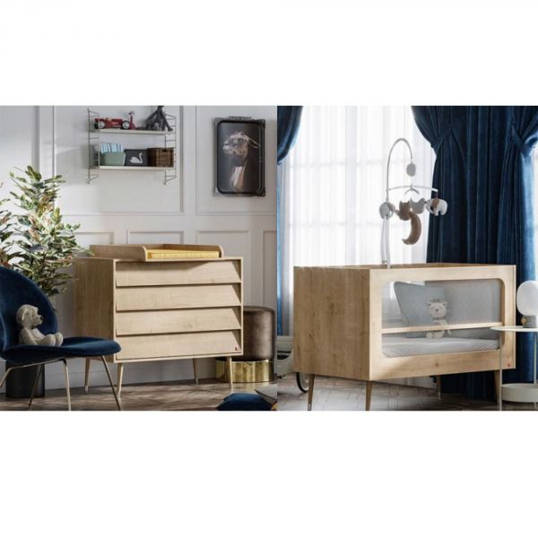 Chambre DUO Bosque New bois Lit 60x120 + Armoire