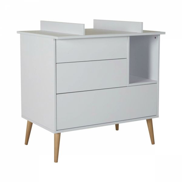 Chambre duo lit bébé 60x120 cm + commode avec plan à langer Cocoon Ice White