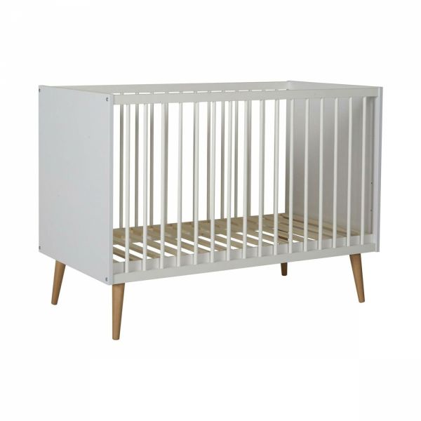 Chambre duo lit bébé 60x120 cm + commode avec plan à langer Cocoon Ice White