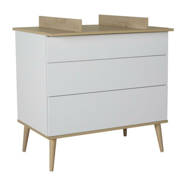 Chambre duo lit bébé 60x120 cm + commode avec plan à langer Flow White & Oak