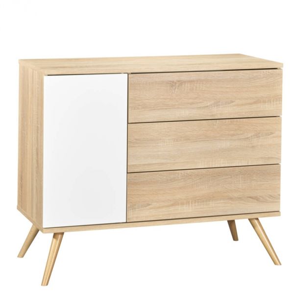 Chambre Duo Lit 60x120 cm + Commode Seventies bois