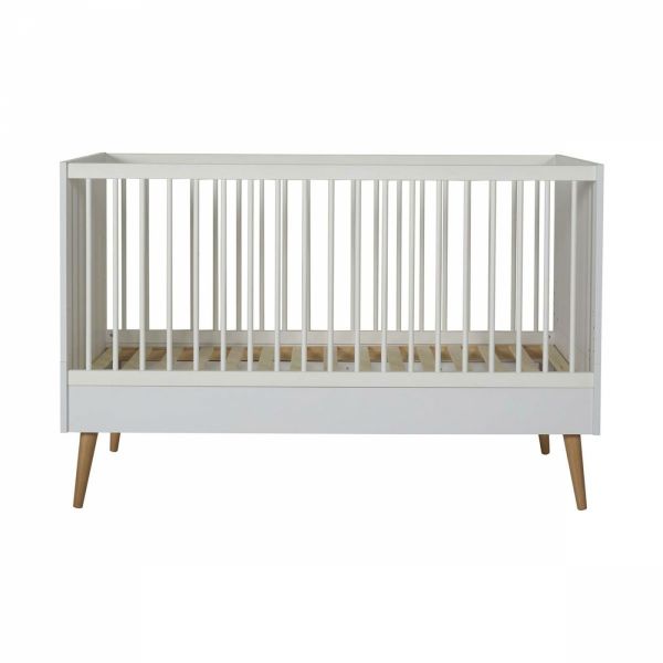 Chambre duo lit bébé 70x140 cm évolutif en lit enfant + commode avec plan à langer Cocoon Ice White