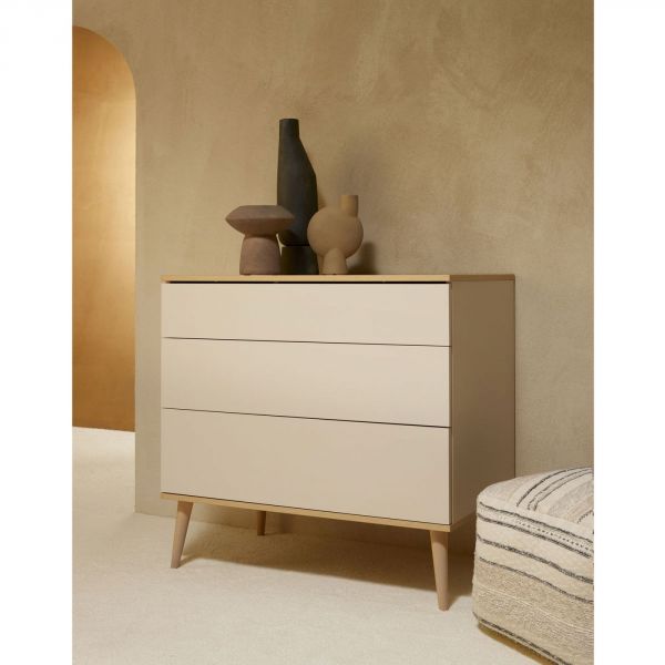 Chambre duo lit bébé 70x140 cm + commode avec plan à langer Flow Argile & Oak