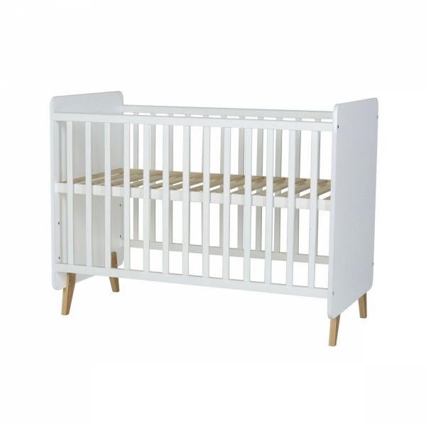 Chambre duo lit bébé 60x120 cm + commode avec plan à langer Loft White