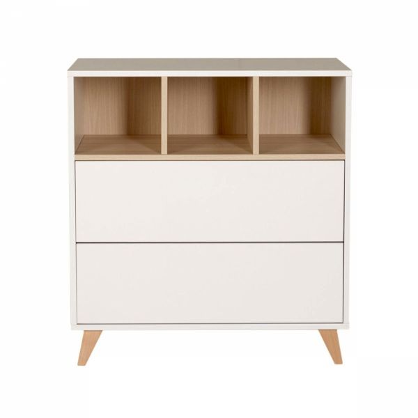 Chambre duo lit bébé 60x120 cm + commode avec plan à langer Loft White