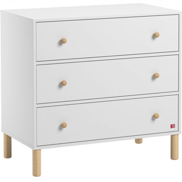 Chambre duo lit 60x120 + commode Blanc et Bois - Collection Tela