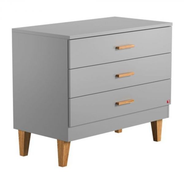 Chambre duo lit 70x140 + commode gris clair et bois - Collection Lounge