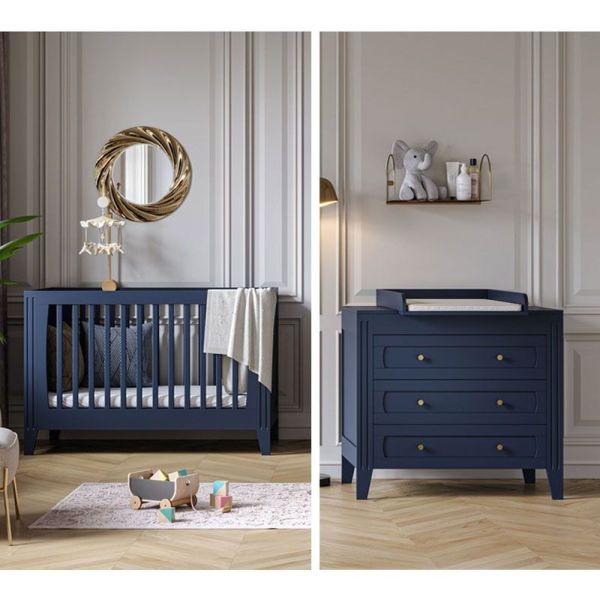 Chambre duo lit 70x140 + commode indigo - Collection Milenne