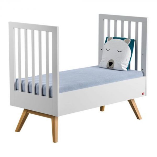 Chambre duo lit 70x140 + commode blanche - Collection Nature