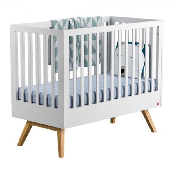 Chambre duo lit 70x140 + commode blanche - Collection Nature