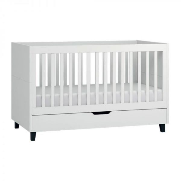 Chambre duo lit 70x140 + commode blanc - Collection Simple