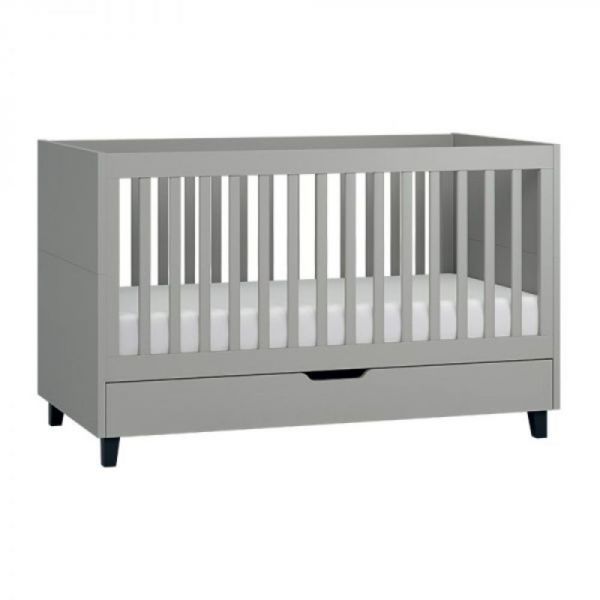 Chambre duo lit 70x140 + commode gris - Collection Simple