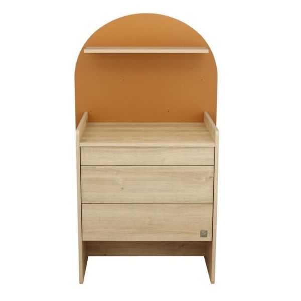 Chambre duo Arche lit transformable + commode/bureau Caramel