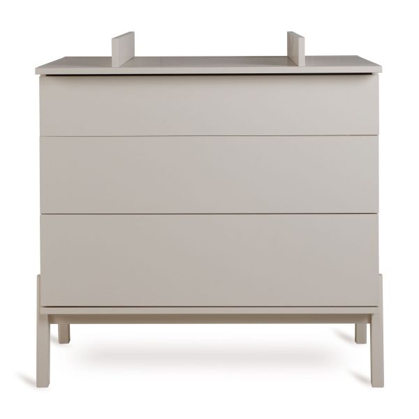 Chambre duo Lit bébé 60x120 cm Ashi Argile+Commode 3 tiroirs avec plan à langer