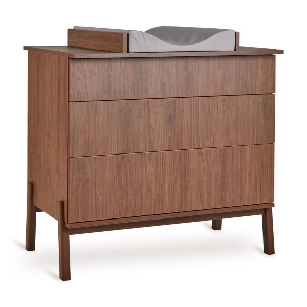 Chambre duo  Lit bébé 60x120 cm Ashi Chataignier+Commode 3 tiroirs avec plan à langer