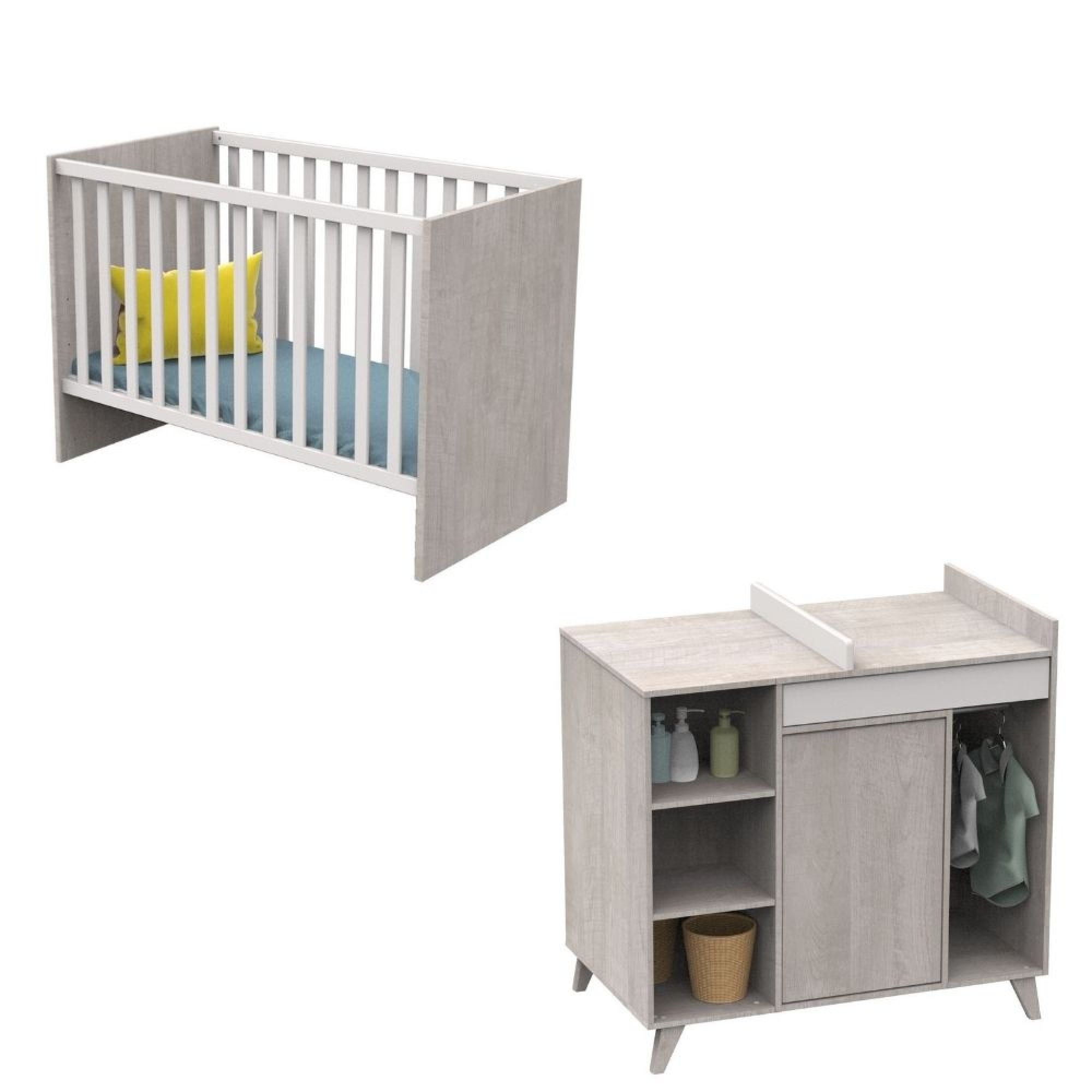 Sauthon Meubles Chambre Duo Lit 60x1 Cm Commode Nova Gris Loft Made In Bebe Sauthon Meubles Chambre Duo Lit 60x1 Cm Commode Nova Gris Loft Made In Bebe