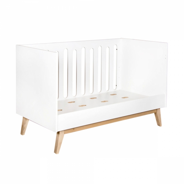 Chambre duo lit bébé 70x140 cm évolutif en canapé + commode avec plan à langer Trendy White