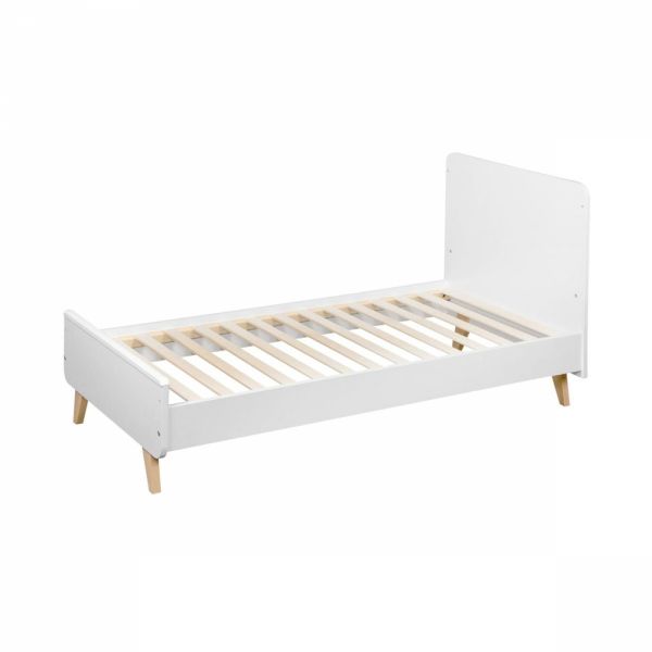 Chambre duo lit bébé 70x140 cm évolutif en lit enfant + commode avec plan à langer Loft White