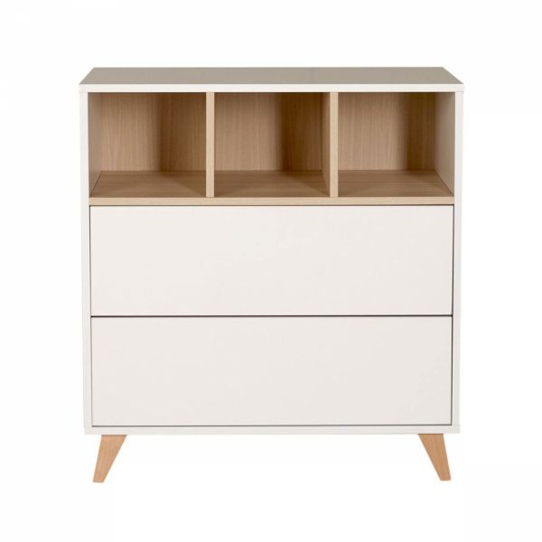 Chambre duo lit bébé 70x140 cm évolutif en lit enfant + commode avec plan à langer Loft White