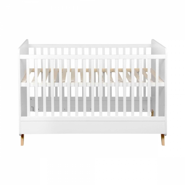 Chambre duo lit bébé 70x140 cm évolutif en lit enfant + commode avec plan à langer Loft White