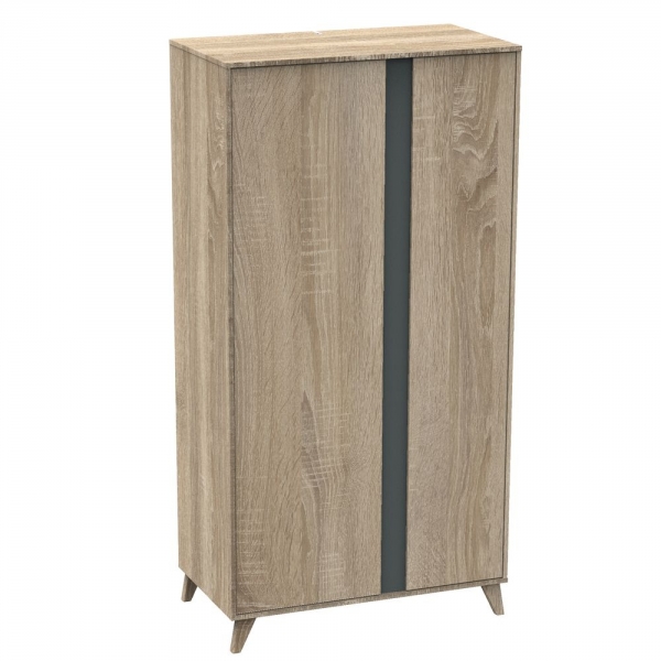 Chambre Duo Lit évolutif bébé combiné 60x120 cm en 90x190 cm + Armoire NOVA Gris volcan